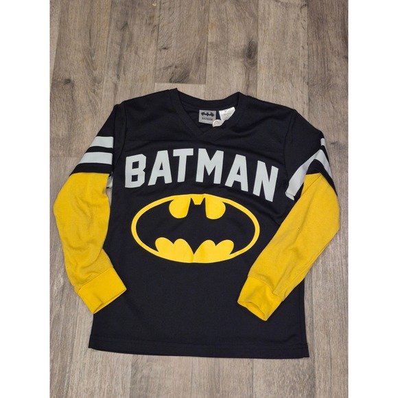 Batman DC Comics Long Sleeve Shirt Youth‎ Size 8 Black Yellow Graphic 121 - Picture 1 of 4